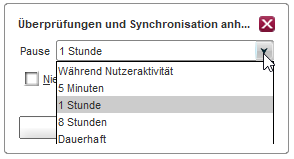 Konfigurieren der Einstellungen für die Synchronisationspause